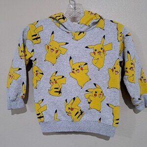 pokemon Pikachu youth small hoodie sweater grey long sleeve with hood